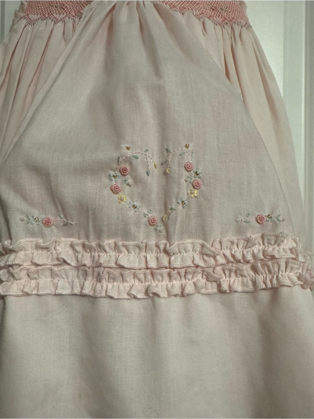 Sarah Louise London Classic Pink Smocked Ruffle Baby Girls' Dress - 18m - Picture 3 of 5